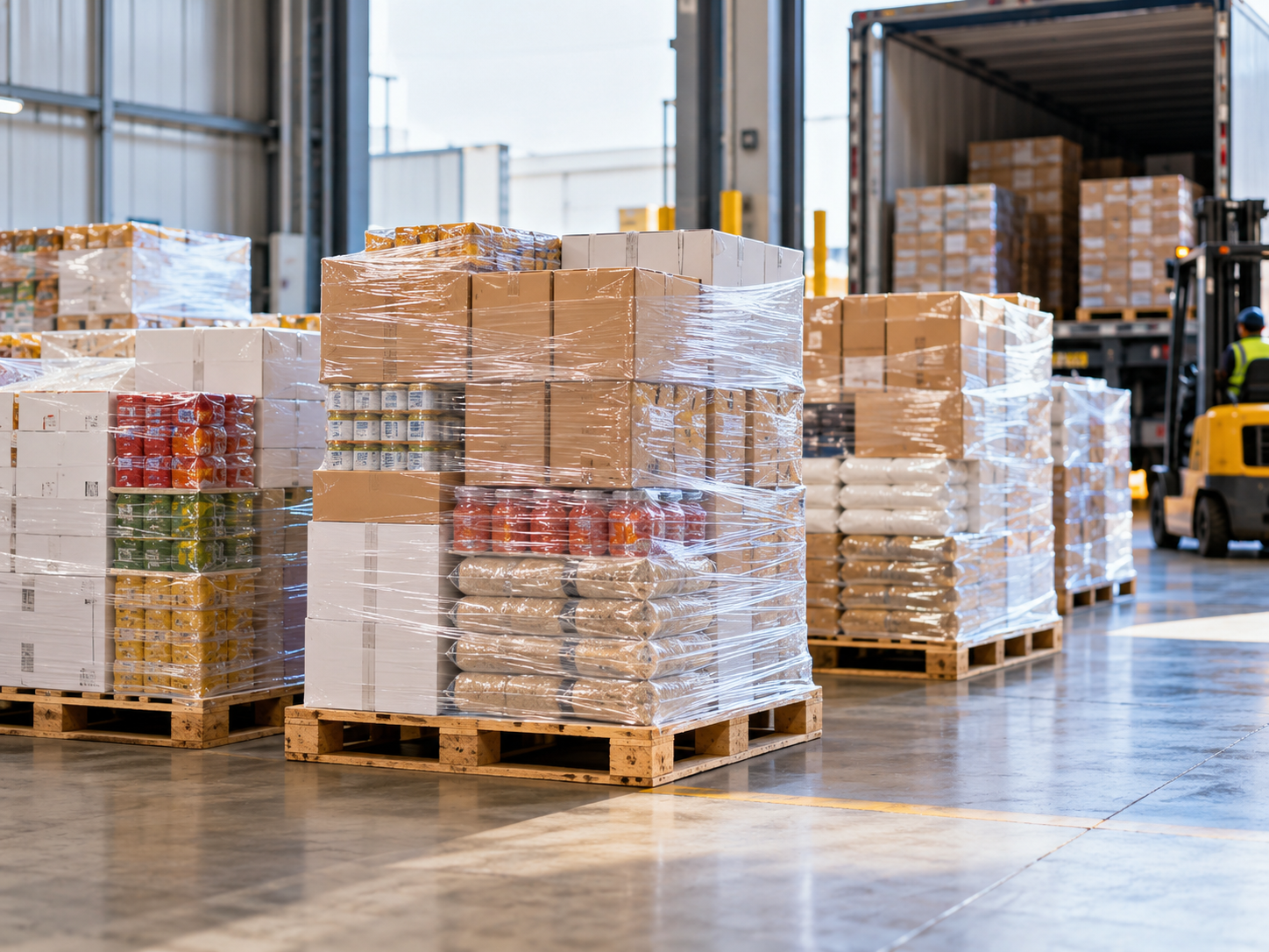 Consolidated pallets ready for shipment