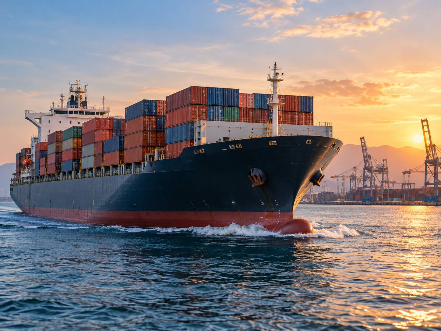 Container ship for export logistics